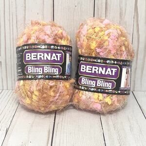 Bernat Bling Bling Yarn Twinkle Toes 90Yds ea 100% Nylon Bulky 5 Lot of 2 Skeins